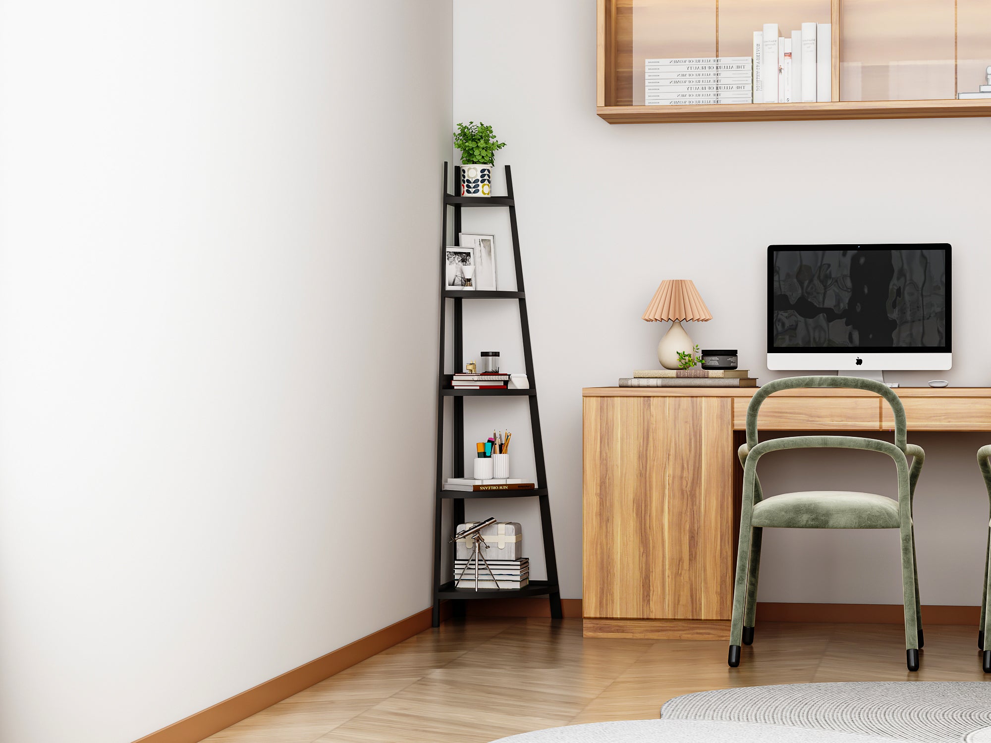Corner Shelf 5-Tier Rustic Corner Bookshelf Bookcase Industrial Corner Ladder Shelf Plant Stand for Living Room