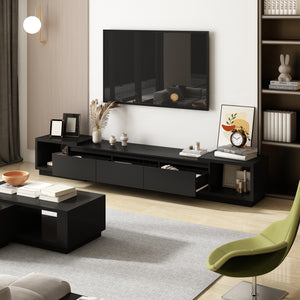 Wide TV Stand Entertainment Stand Adjustable Width TV Stand for Living Room