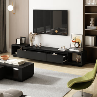 Wide TV Stand Entertainment Stand Adjustable Width TV Stand for Living Room