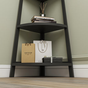 Corner Shelf 5-Tier Rustic Corner Bookshelf Bookcase Industrial Corner Ladder Shelf Plant Stand for Living Room