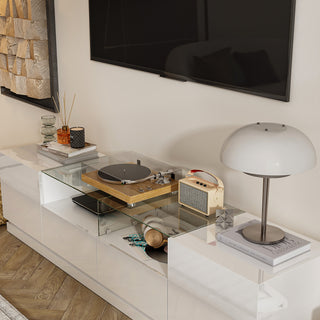 LED Entertainment Center TV Stand Living Room Entertainment Center 2 Doors 2 Drawers
