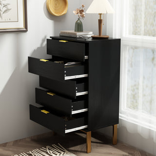 5-Drawer Dresser Chest Storage Cabinet Organizer Unit with Metal Legs for Bedroom Living Room Entryway Hallway