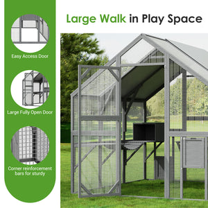 Large Cat Run Wooedn Cat Houses Outdoor Enclosure with Sleeping Houses Bridges Walks