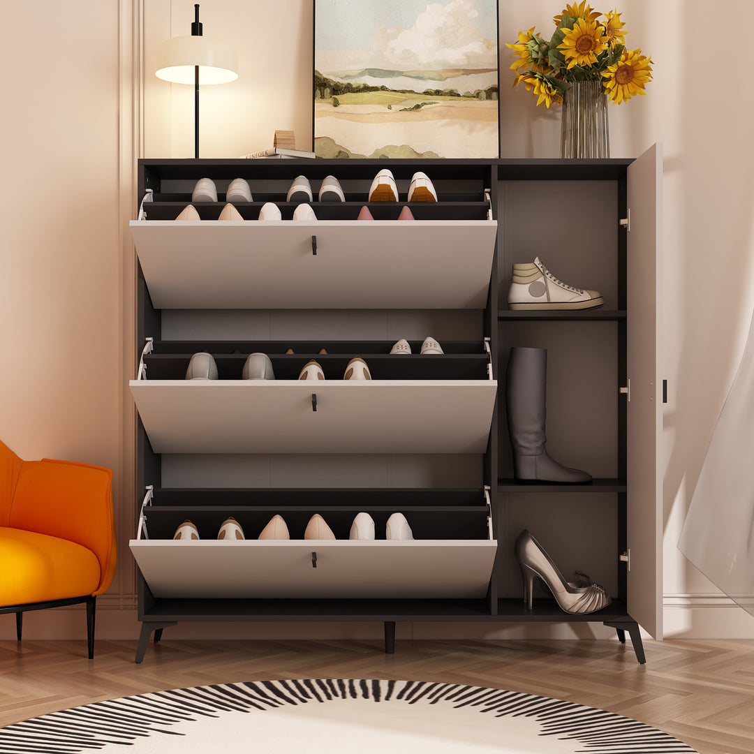 Shoe Cabinet Metal Frame with 3- Drawers — FUFUGAGA 3 Drawers