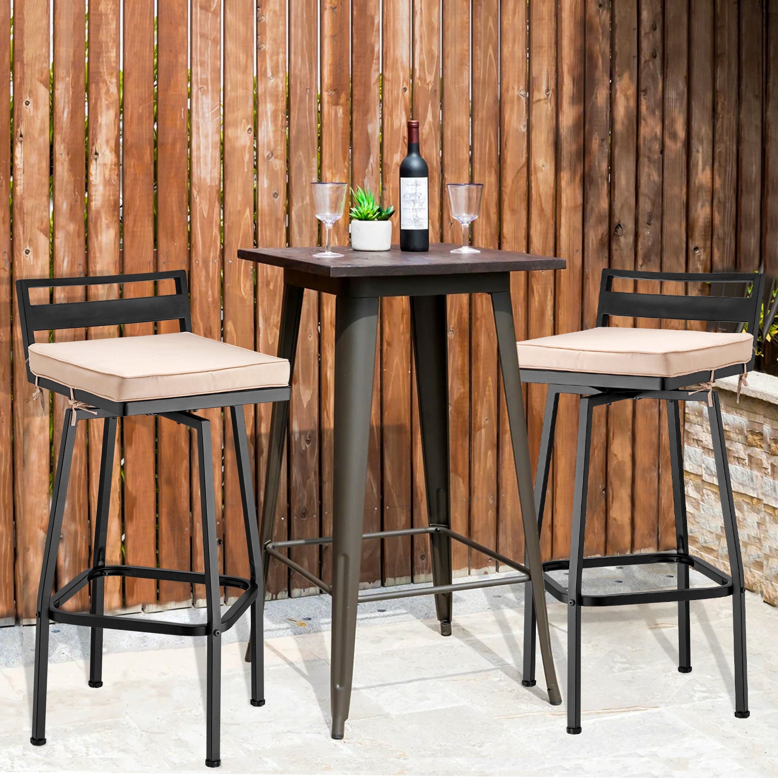 Outdoor Bar Stools Bar Height Patio Chairs Set of 2
