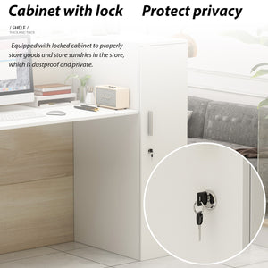 Large Reception Desk Reception Station with Lockable Door 70"W