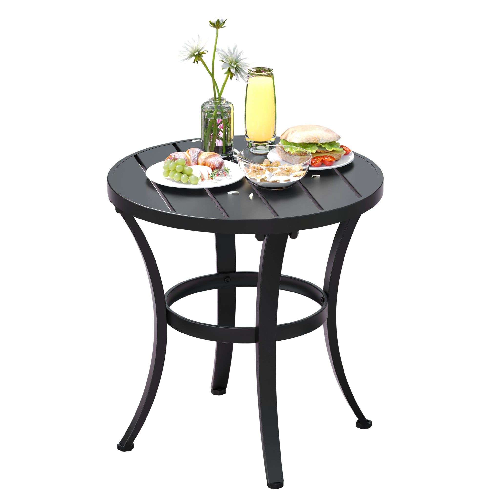 Metal Patio Dining Table Round Outdoor Side Table