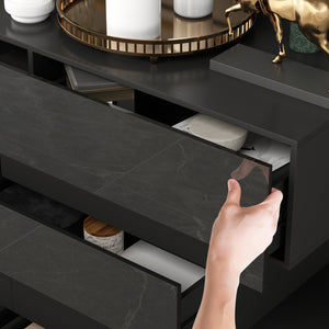 High Gloss Double Dress Chest 6-Drawer Sideboard for Living Room