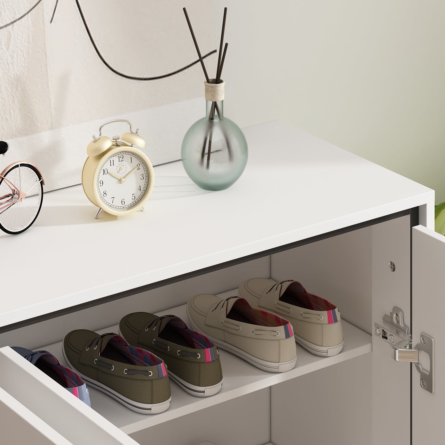 FUFU&GAGA 61-in H 4 Tier 14 Pair White Composite Shoe Cabinet in the Shoe  Storage department at