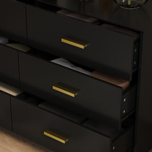 Modern White Finish Double Dresser 6-Drawer Cabinet for Hallway Entryway Living Room