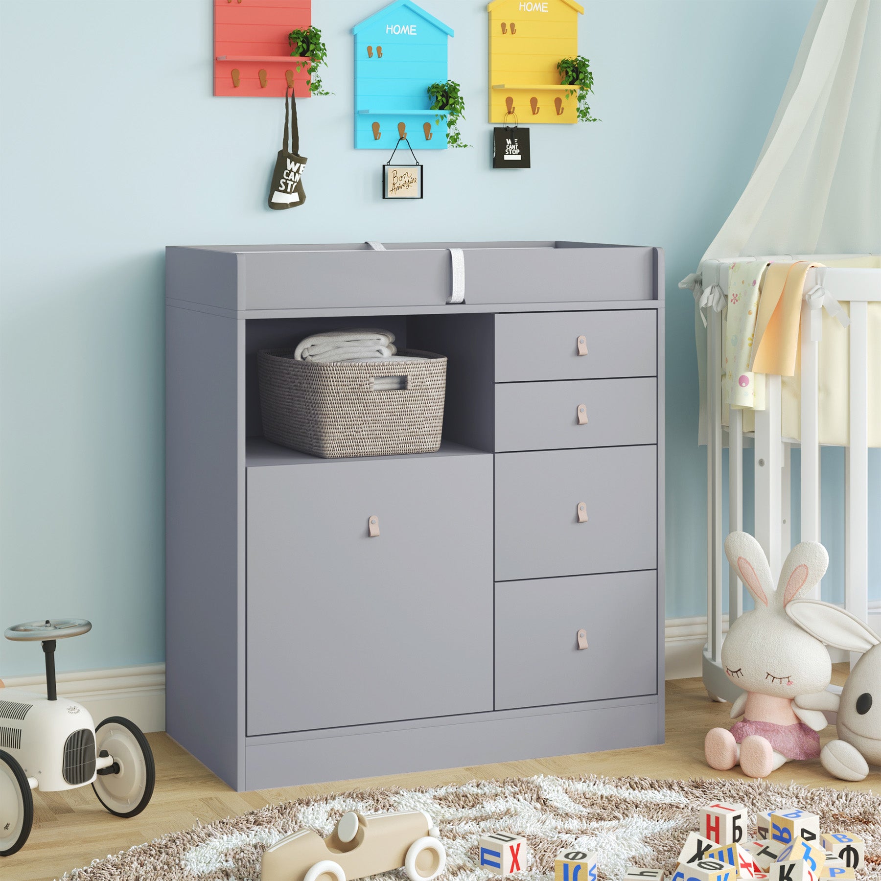 Dresser with changing table, Baby changing table with drawers », Leander