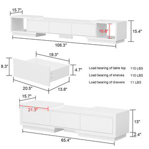Wide TV Stand Entertainment Stand Adjustable Width TV Stand for Living Room