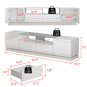 LED Entertainment Center TV Stand Living Room Entertainment Center 2 Doors 2 Drawers
