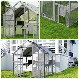 Large Cat Run Wooedn Cat Houses Outdoor Enclosure with Sleeping Houses Bridges Walks