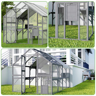 Large Cat Run Wooedn Cat Houses Outdoor Enclosure with Sleeping Houses Bridges Walks