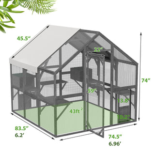 Large Cat Run Wooedn Cat Houses Outdoor Enclosure with Sleeping Houses Bridges Walks