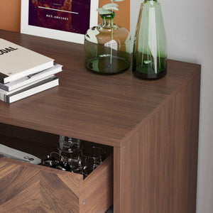 Rustic Bedside Table Wood Grain 2-Drawer Nightstand